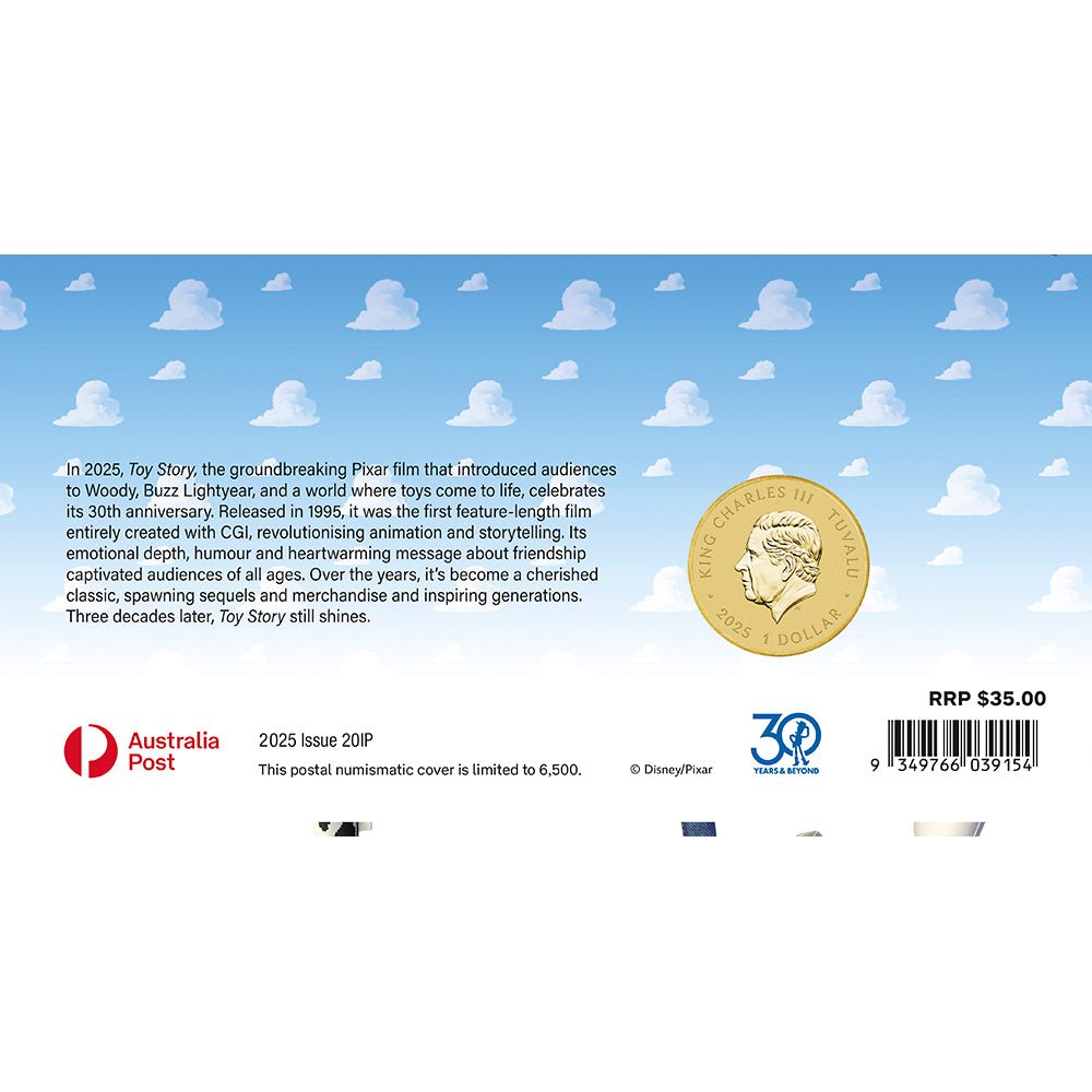 2025 30 Years Of Toy Story Stamp & Coin Cover Back