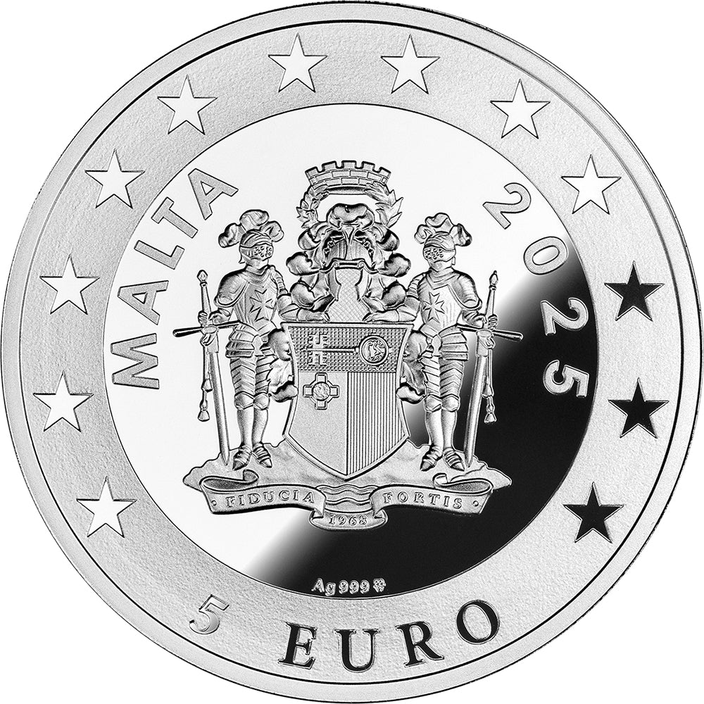 2025 €5 City Hall Clocks - Gdańsk Astronomical Clock 1oz Silver Coin Obverse