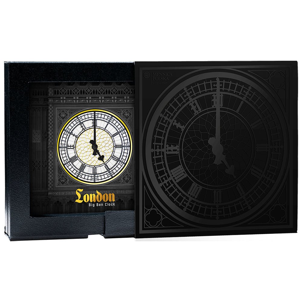 2025 €5 City Hall Clocks - London Big Ben 1oz Silver Proof Coin Shipper