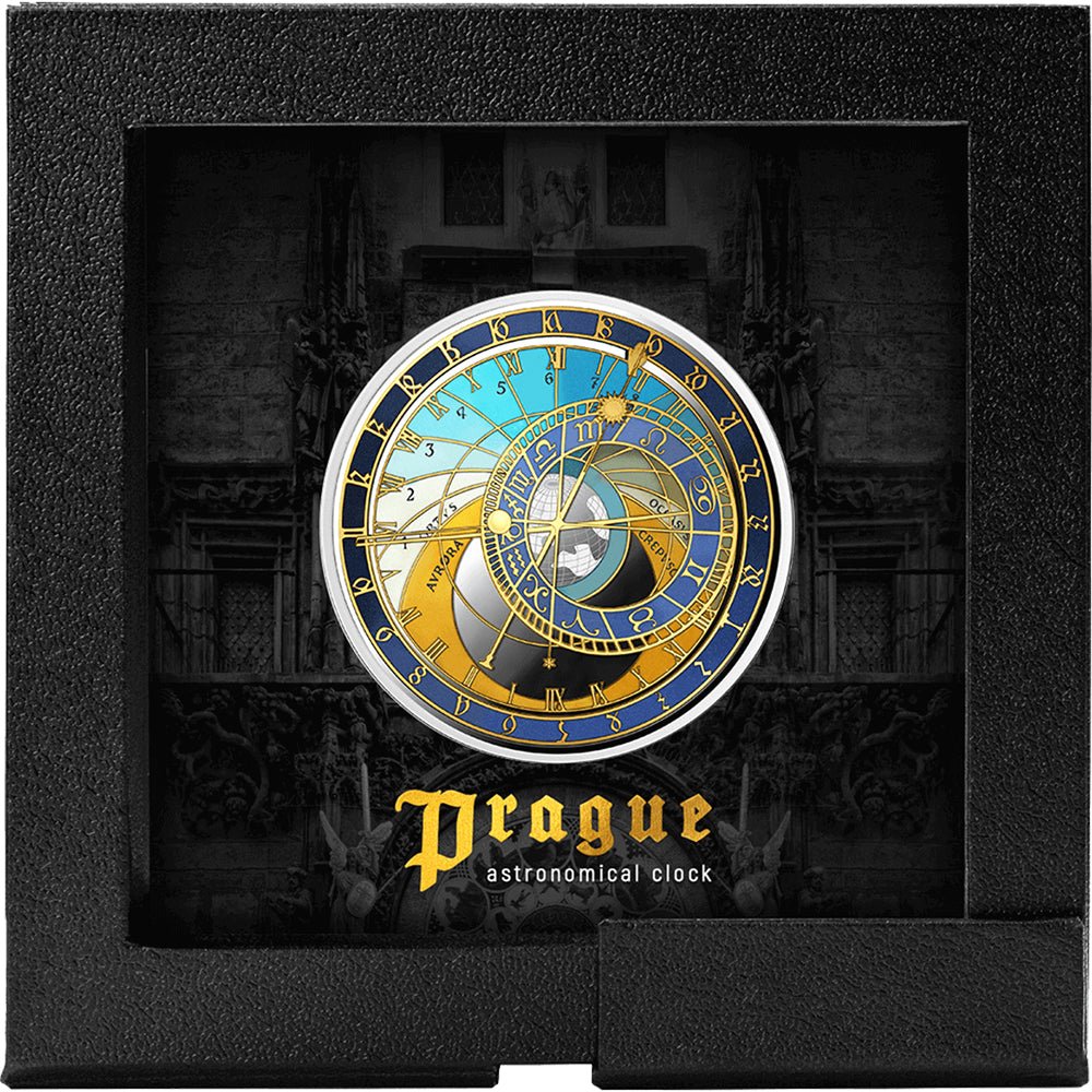 2025 €5 City Hall Clocks - Prague 1oz Silver Proof Coin Case