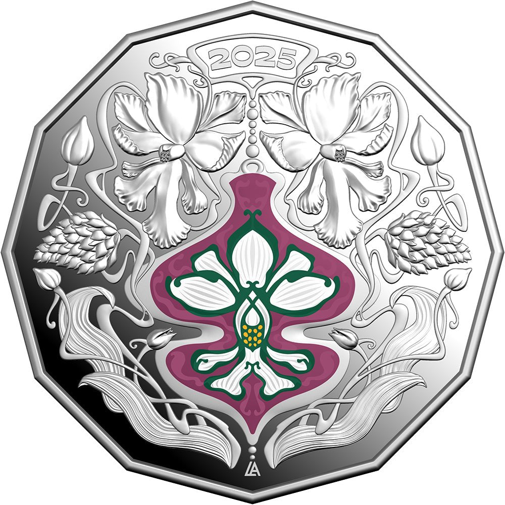 2025 50c Christmas Festive Florals Coloured Fine Silver Proof Coin