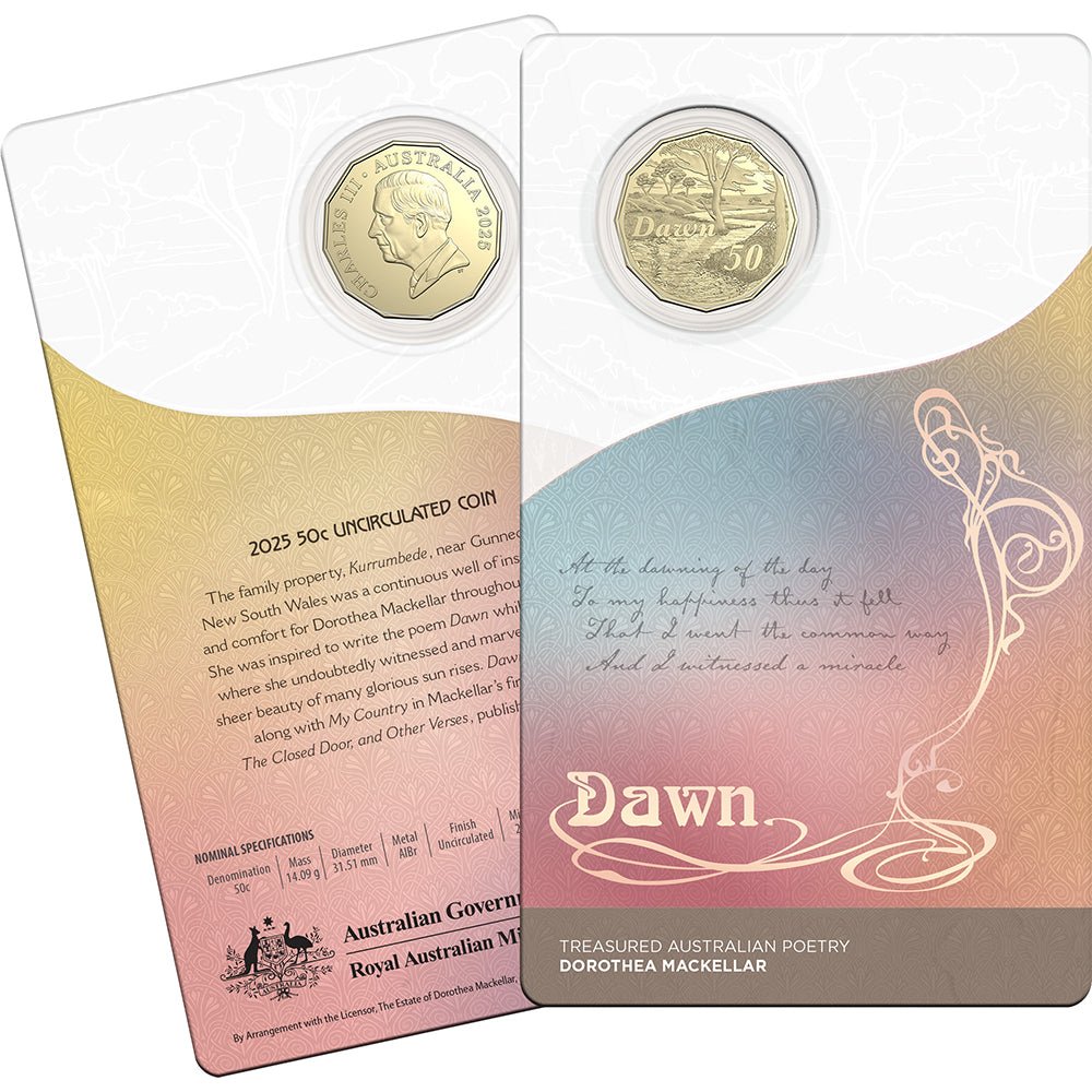 2025 50c Dorothea Mackellar - Treasured Australian Poetry Uncirculated Three - Coin Collection - Direct Coins