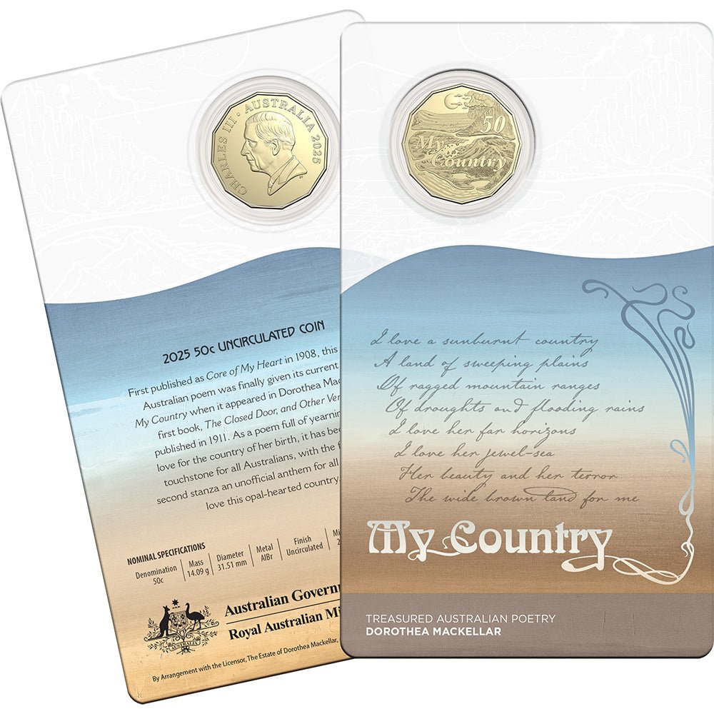 2025 50c Dorothea Mackellar - Treasured Australian Poetry Uncirculated Three - Coin Collection - Direct Coins