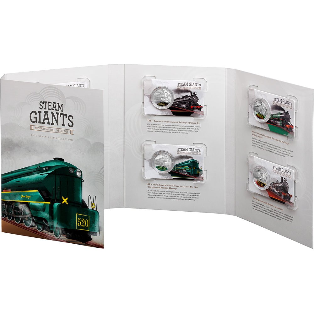 2025 50c Steam Giants - Australian Rail Heritage Coloured Unc Seven-Coin Collection