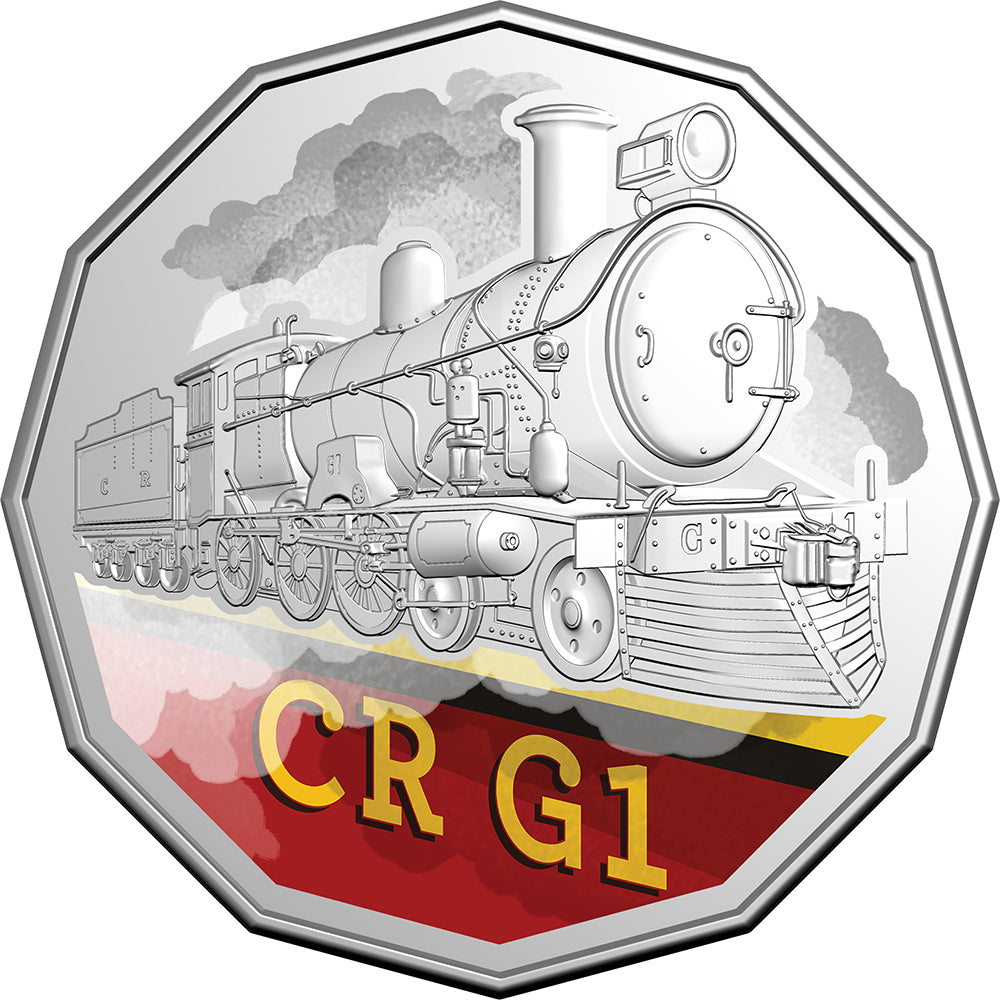 2025 50c Steam Giants - The Commonwealth Railways G Class G1 Coloured Uncirculated Coin