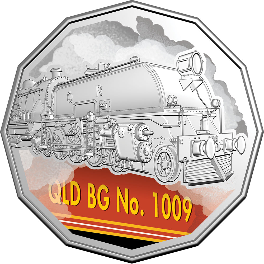 2025 50c Steam Giants - Queensland Railways Beyer-Garratt No. 1009 Coloured Uncirculated Coin