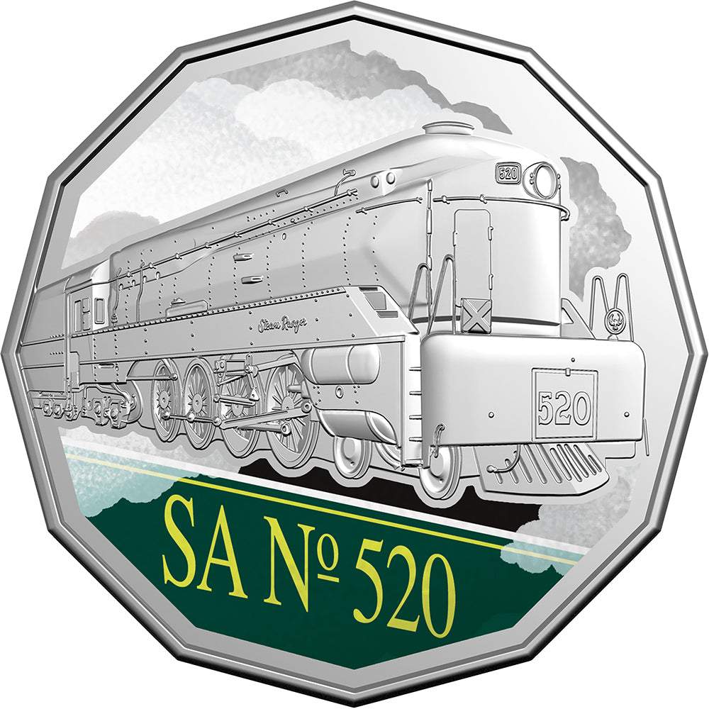 2025 50c Steam Giants - South Australian Railways 520 Class No. 520 'Sir Malcolm Barclay-Harvey' Coloured Uncirculated Coin