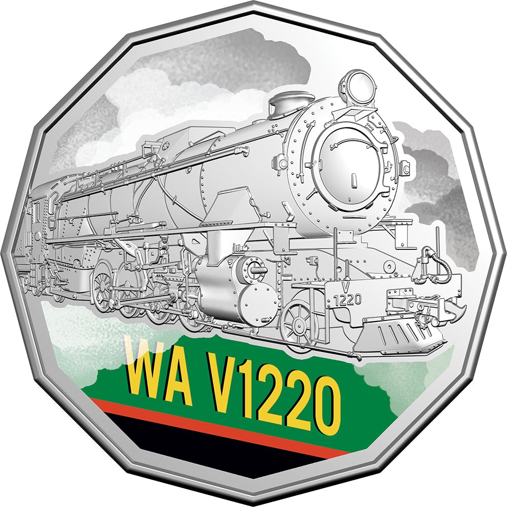 2025 50c Steam Giants - Western Australia’s V Class V1220 Coloured Uncirculated Coin