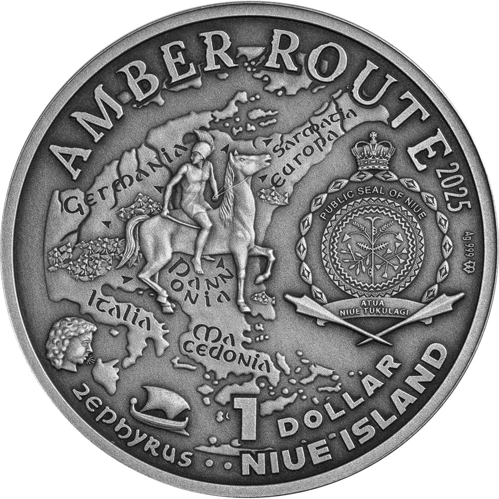 2025 Amber Route - Italia Silver Antique Coin Obverse