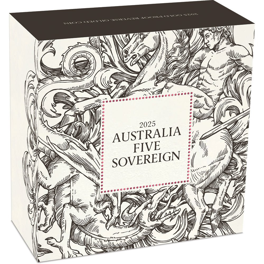 2025 Australia Five Sovereign Gold Proof Reverse Gilded Coin Shipper