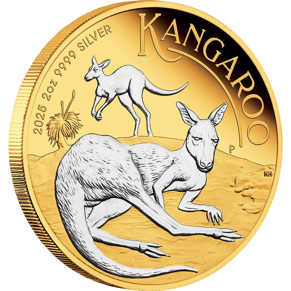 2025 Australian Kangaroo 2oz Silver Proof Reverse Gilded Coin - Direct Coins