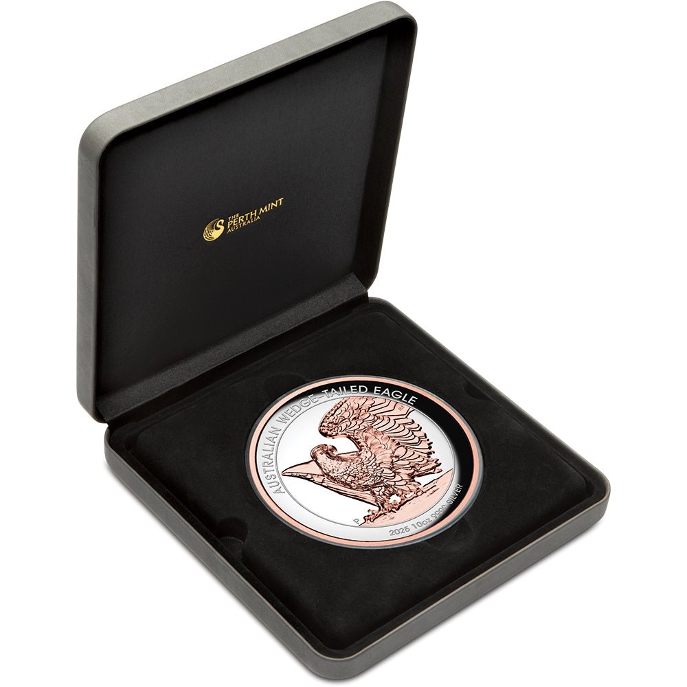 2025 Australian Wedge-Tailed Eagle 10oz Silver Proof Rose Gold Gilded UHR Coin Case