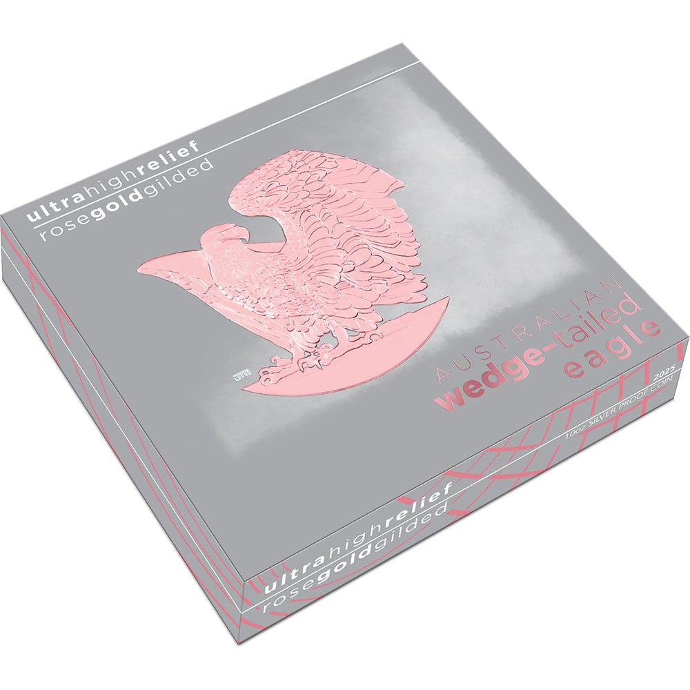 2025 Australian Wedge-Tailed Eagle 10oz Silver Proof Rose Gold Gilded UHR Coin Shipper