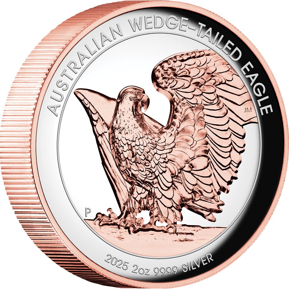 2025 Australian Wedge-Tailed Eagle 2oz Silver Proof Rose Gold Gilded UHR Coin