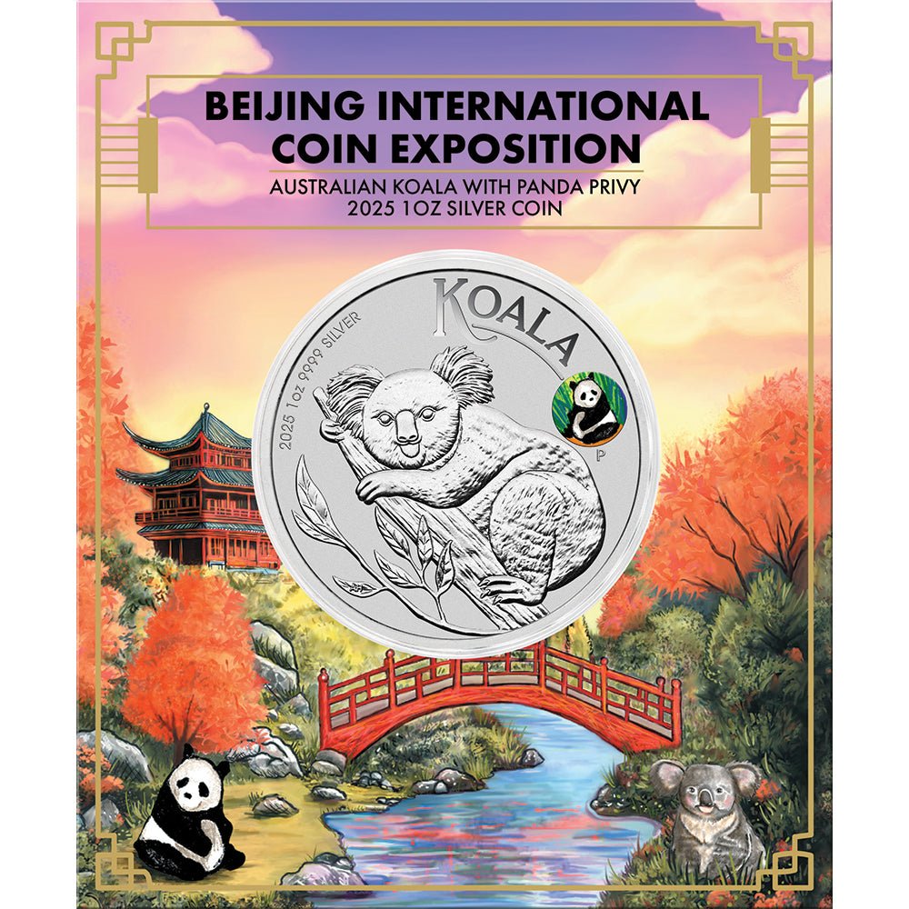 2025 BICE - Australian Koala With Panda Privy 1oz Silver Coin In Card