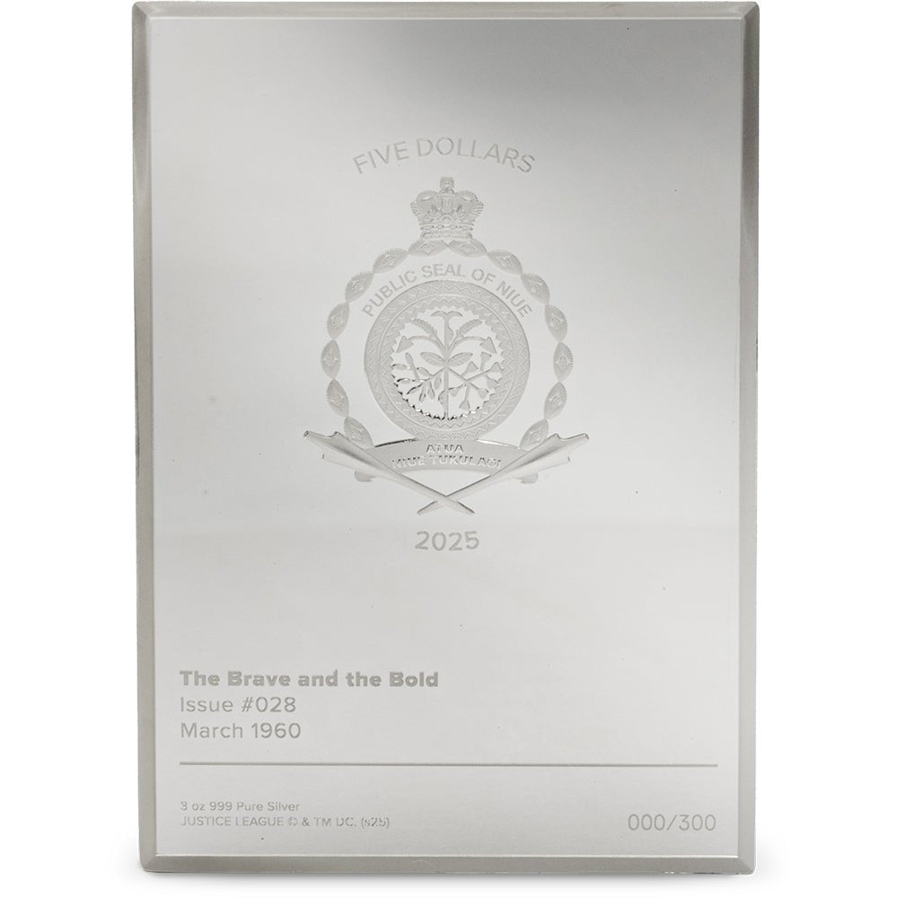 2025 DC 90th Anniversary - Silver Age - The Brave And The Bold #28 3oz Silver Collectible Coin Obverse