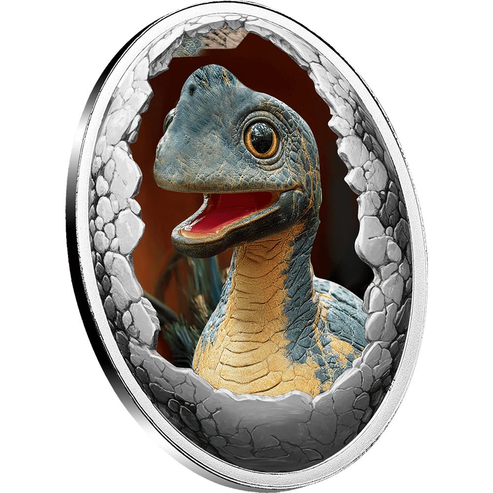 2025 Dinosauria - Brachiosaurus Silver Proof Lenticular Coin Angled