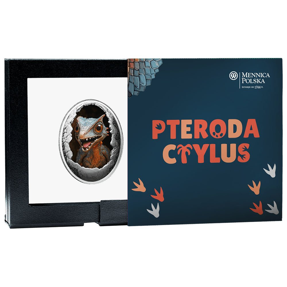 2025 Dinosauria - Pterodactylus Silver Proof Lenticular Coin Shipper