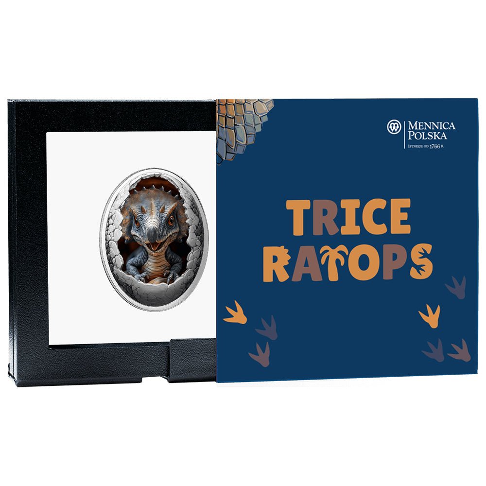 2025 Dinosauria - Triceratops Silver Proof Lenticular Coin Shipper