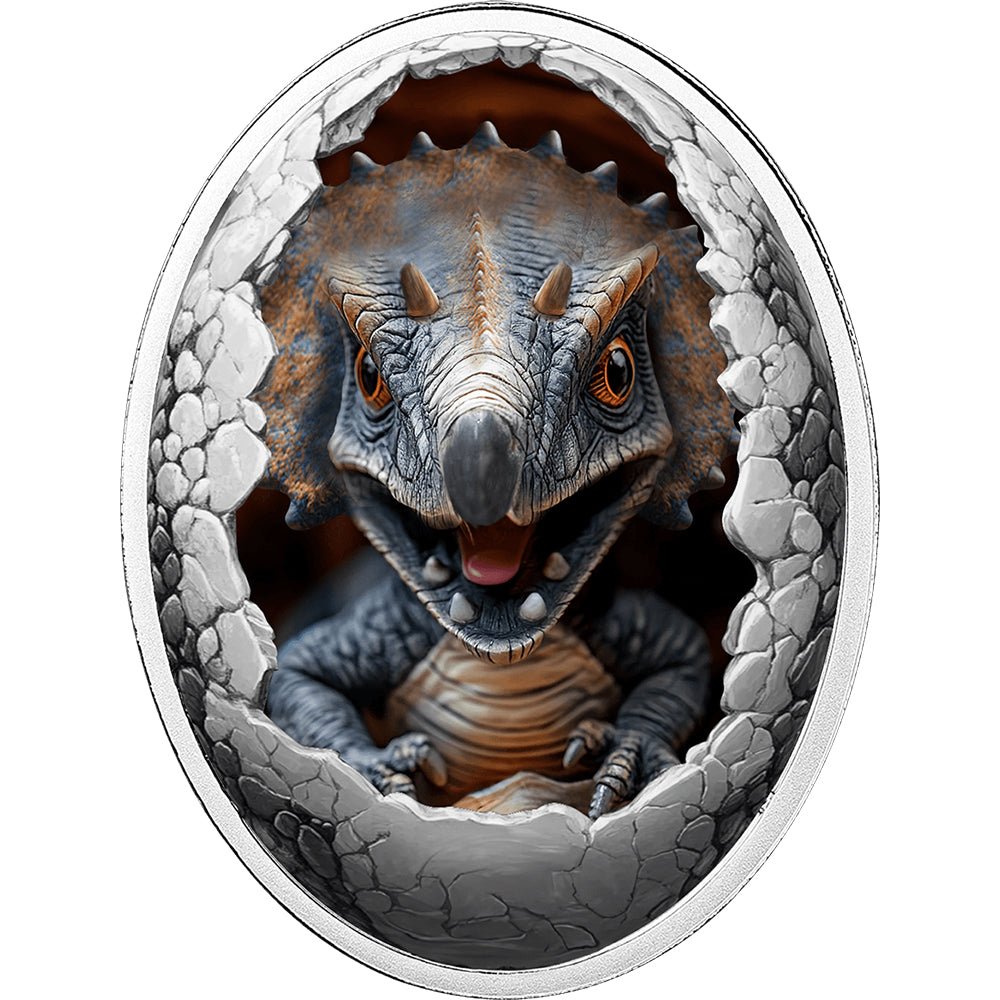 2025 Dinosauria - Triceratops Silver Proof Lenticular Coin 2