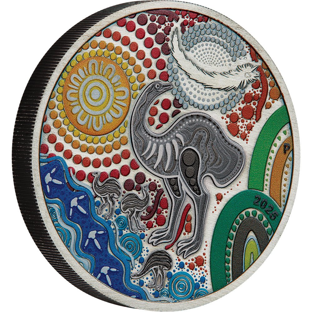 2025 Emu Utingat 2oz Silver Antiqued Coloured Coin
