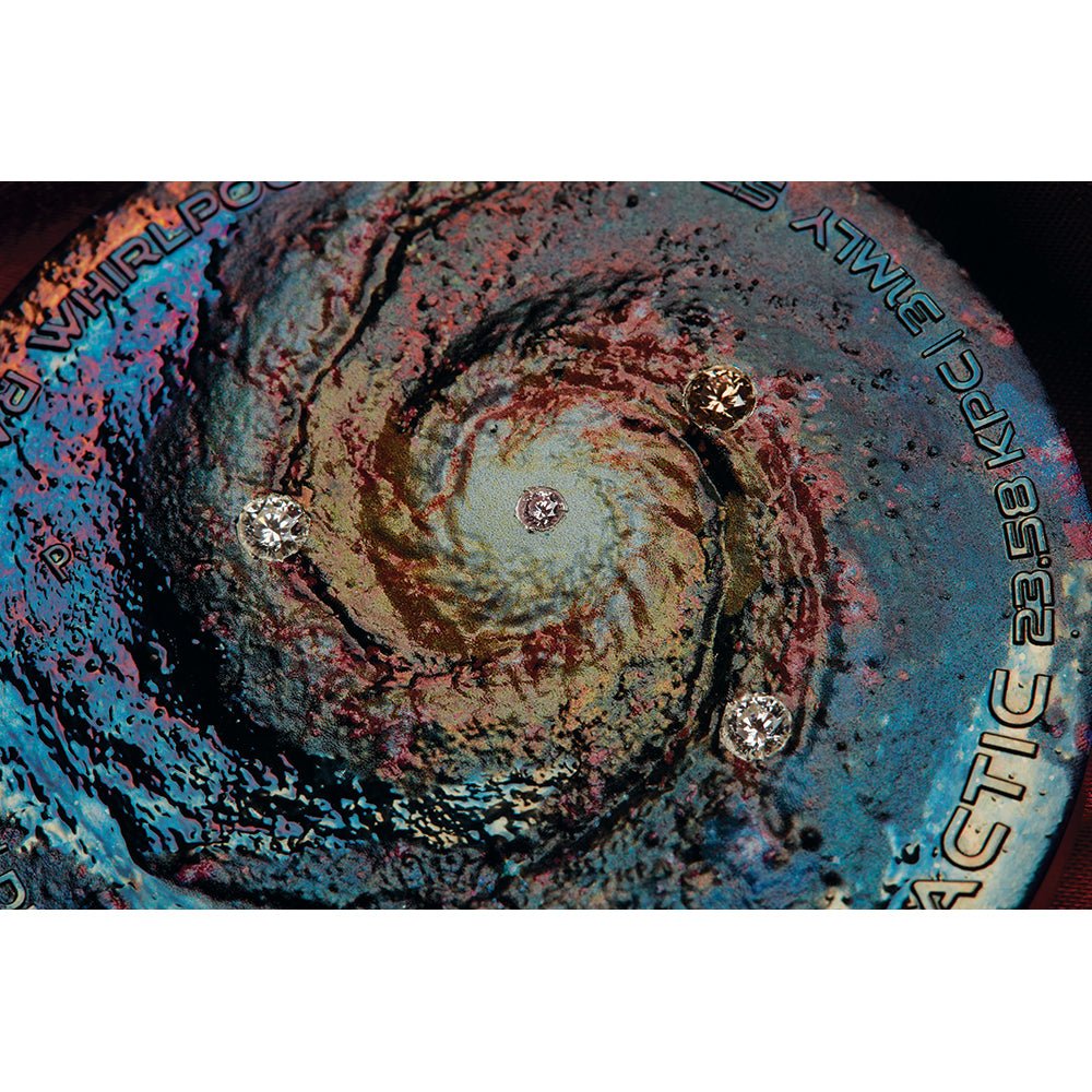 2025 Extragalactic 5oz Silver Patinaed Coloured Coin Detail
