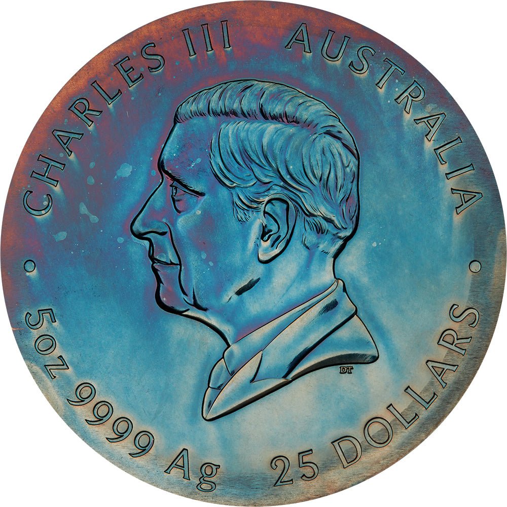 2025 Extragalactic 5oz Silver Patinaed Coloured Coin Obverse