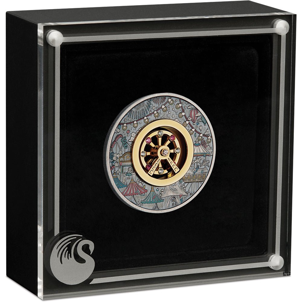 2025 Ferris Wheel 2oz Silver Antiqued Coloured Coin Case