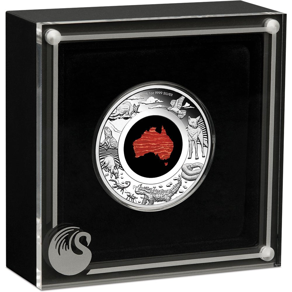 2025 Great Southern Land 1oz Silver Proof Snakeskin Jasper Coin Case