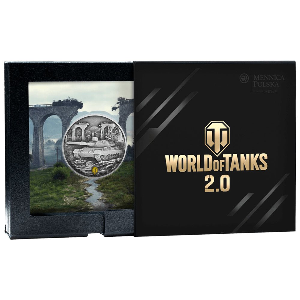 2025 Leopard 120 Verbessert - World Of Tanks 1oz Silver Antique Coin Shipper