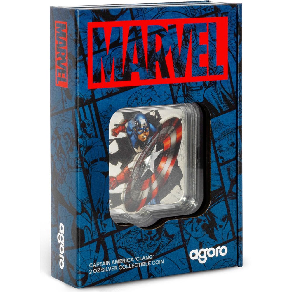 2025 Marvel - Captain America 'Clang' 2oz Silver Collectible Coin Shipper
