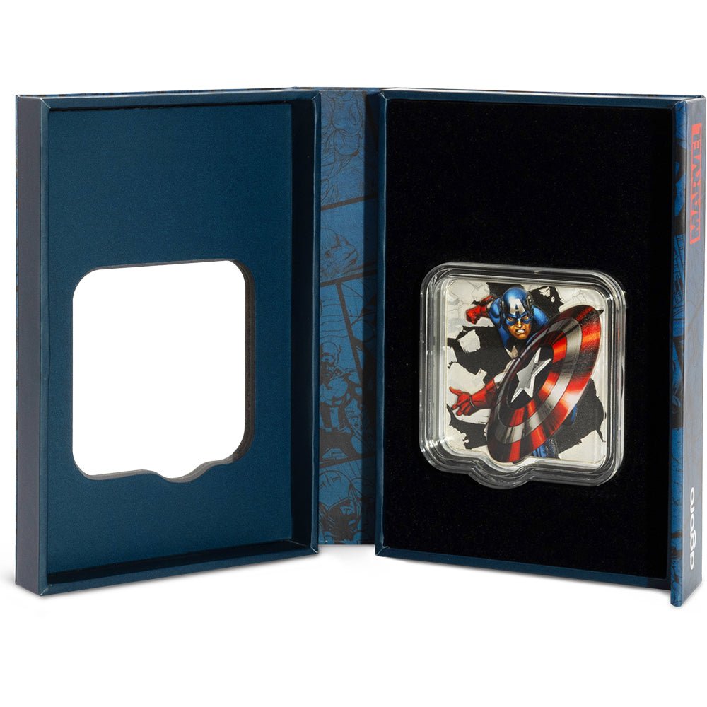 2025 Marvel - Captain America 'Clang' 2oz Silver Collectible Coin Case