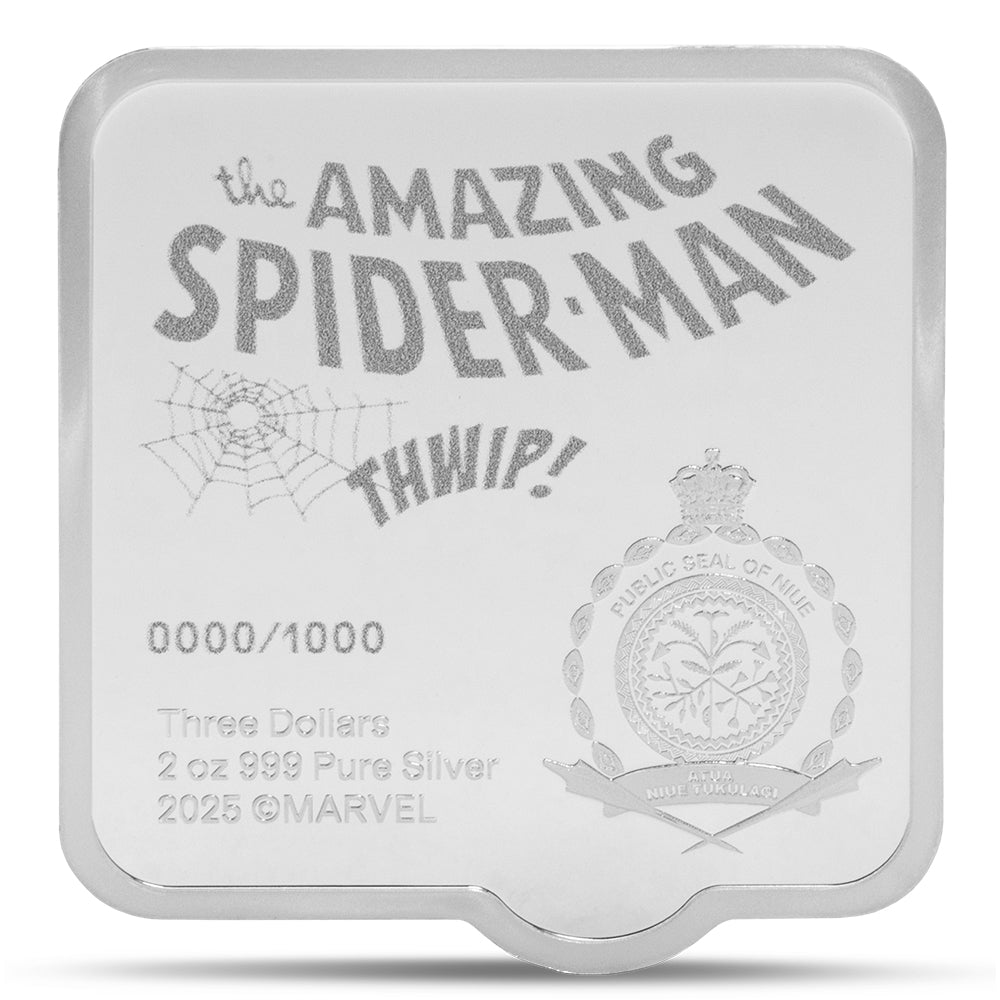 2025 Marvel - Spider-Man 'Thwip' 2oz Silver Collectible Coin Obverse