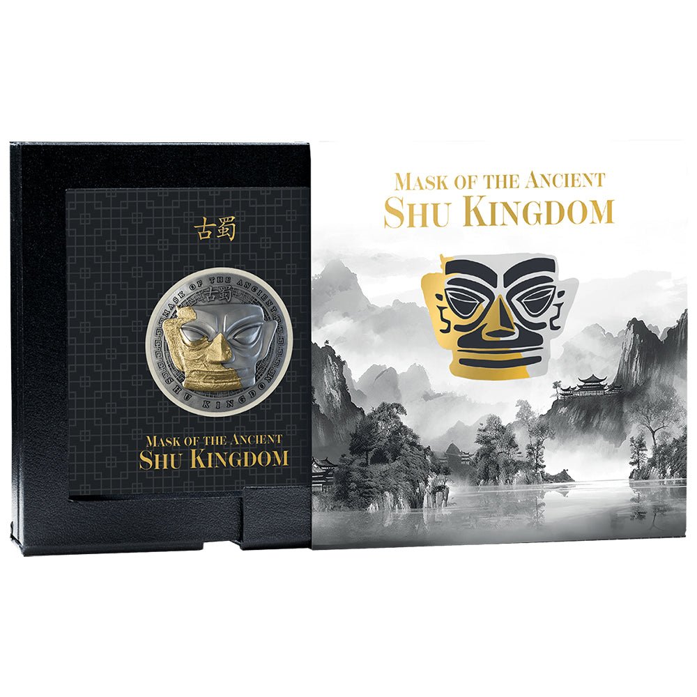 2025 Mask Of The Ancient Shu Kingdom 3oz Silver Gilded Coin Shipper
