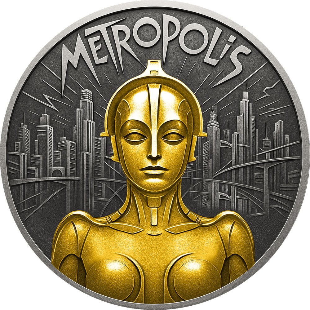 2025 Metropolis - Silent Film Classics 1oz Silver Gilded Proof Coin