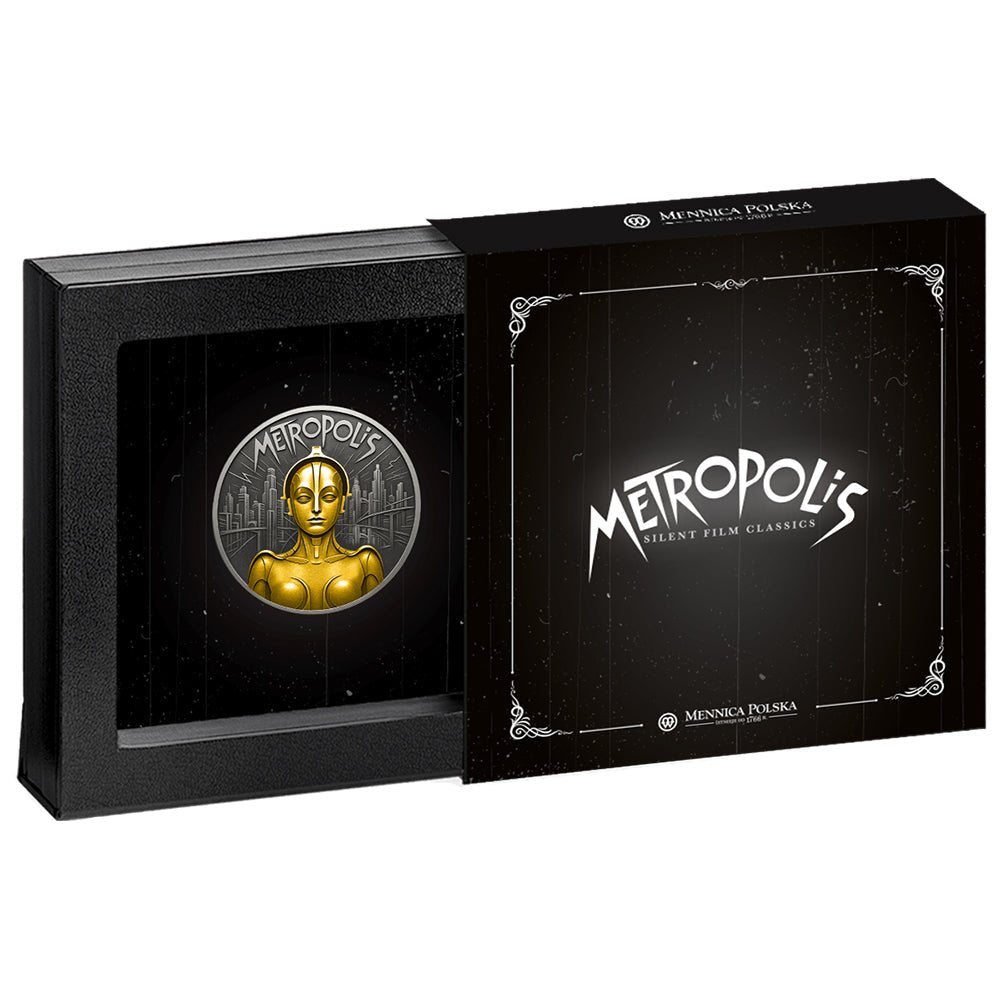 2025 Metropolis - Silent Film Classics 1oz Silver Gilded Proof Coin Shipper