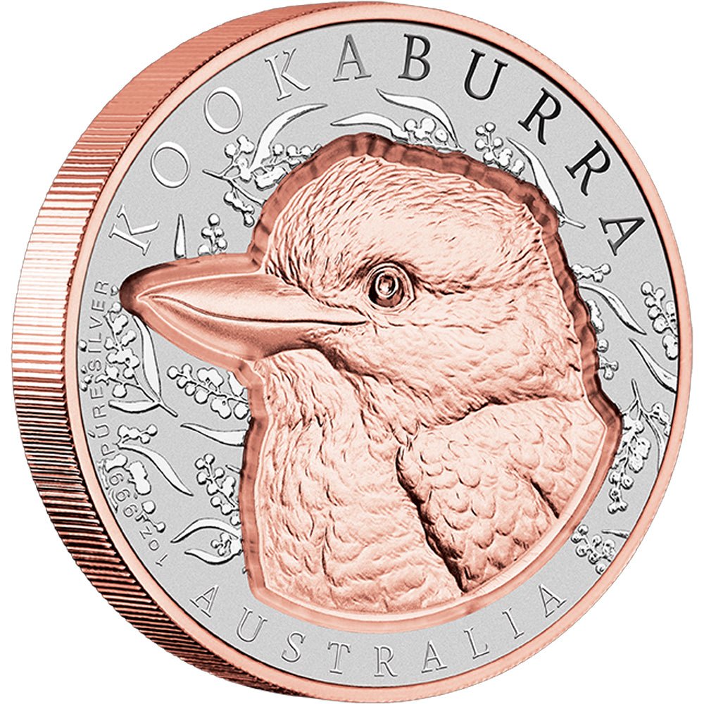 2025 Native Impressions - Kookaburra 1oz Silver Super Incused Rose Gold Coin - Direct Coins