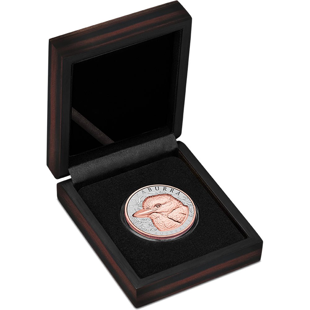 2025 Native Impressions - Kookaburra 1oz Silver Super Incused Rose Gold Coin - Direct Coins