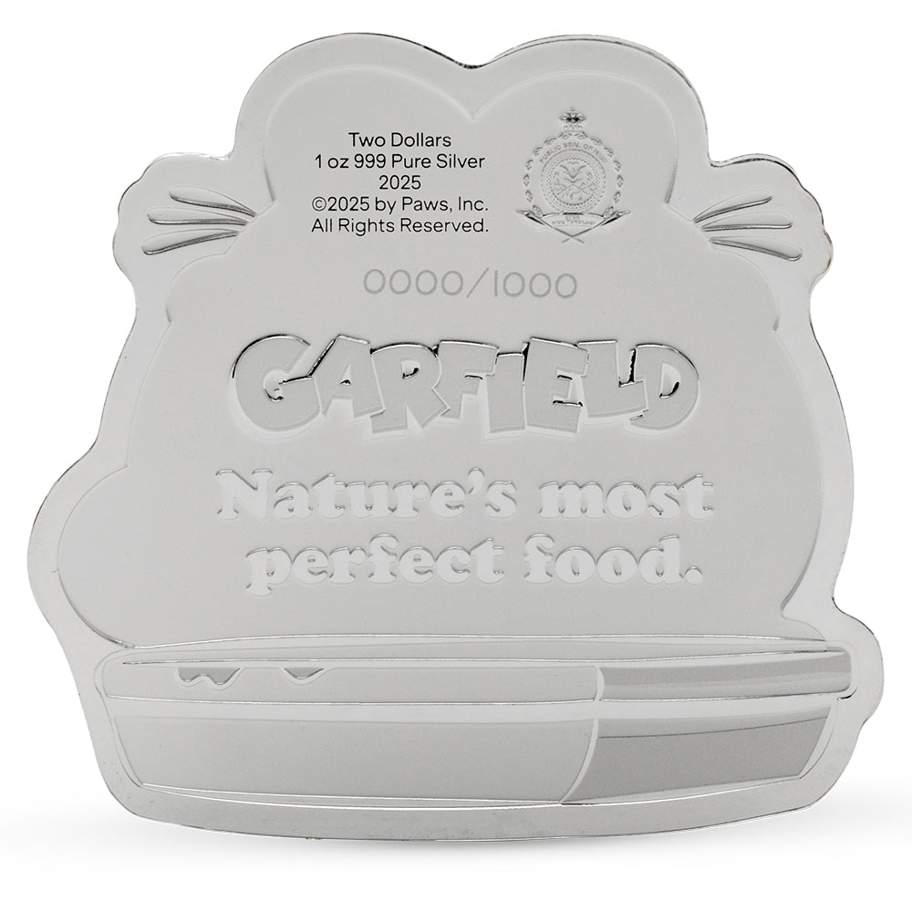 2025 Nickelodeon - Garfield - Nature's most perfect food 1oz Silver Coin Obverse