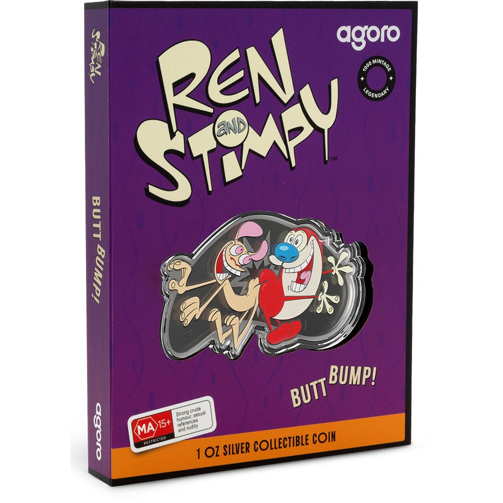 2025 Ren & Stimpy - Butt Bump 1oz Silver Coin Shipper