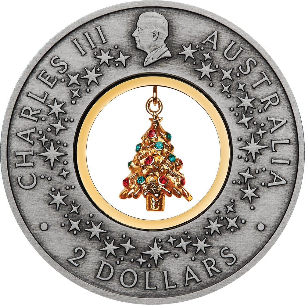 2025 Santa's Workshop 2oz Silver Antiqued Coloured Coin Obverse