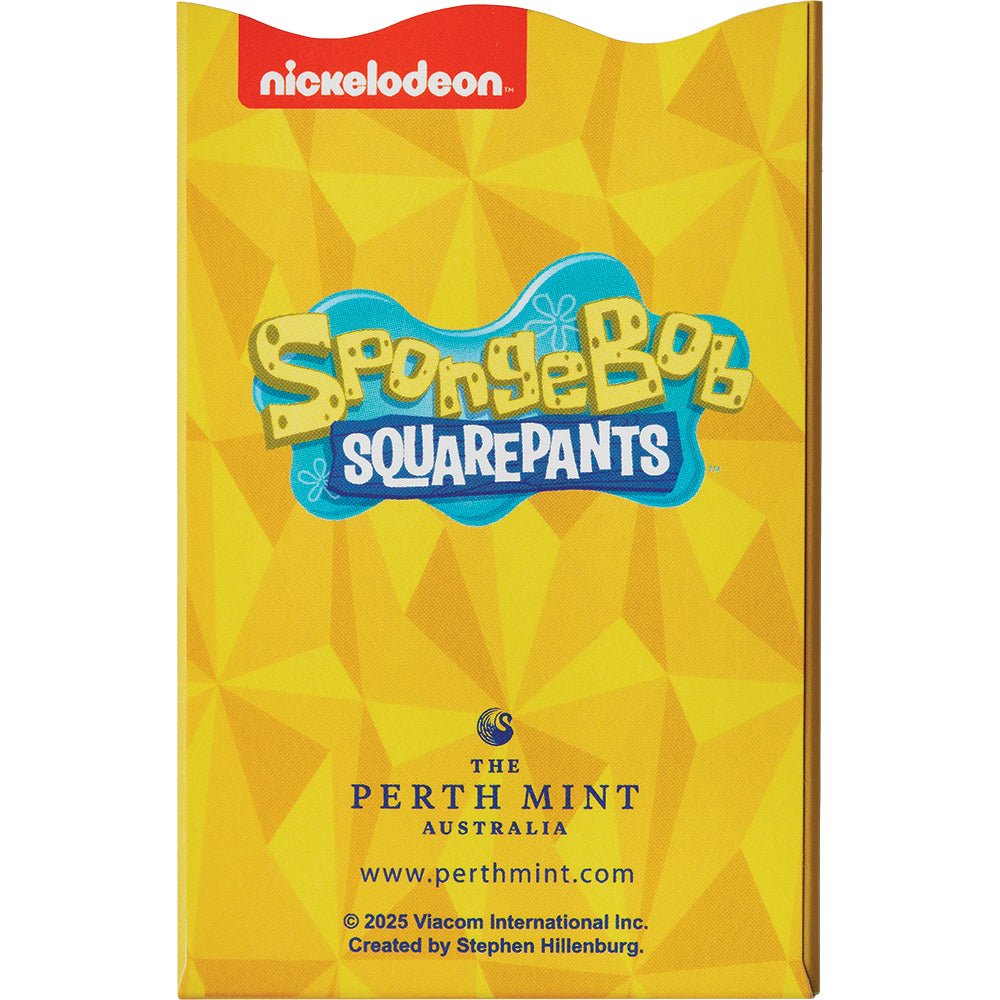 2025 SpongeBob SquarePants 1g Gold Minted Bar Sleeve Back