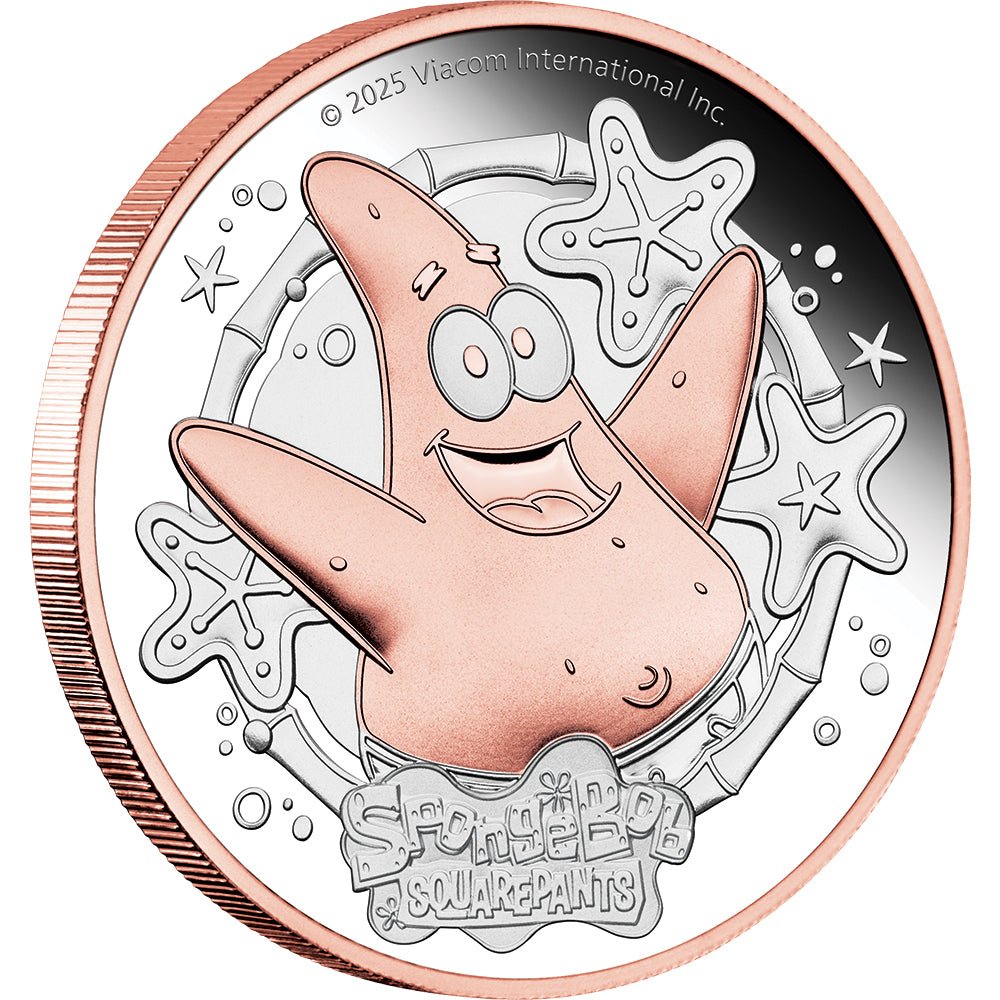 2025 SpongeBob SquarePants - Patrick Star 2oz Silver Proof Gilded Coin