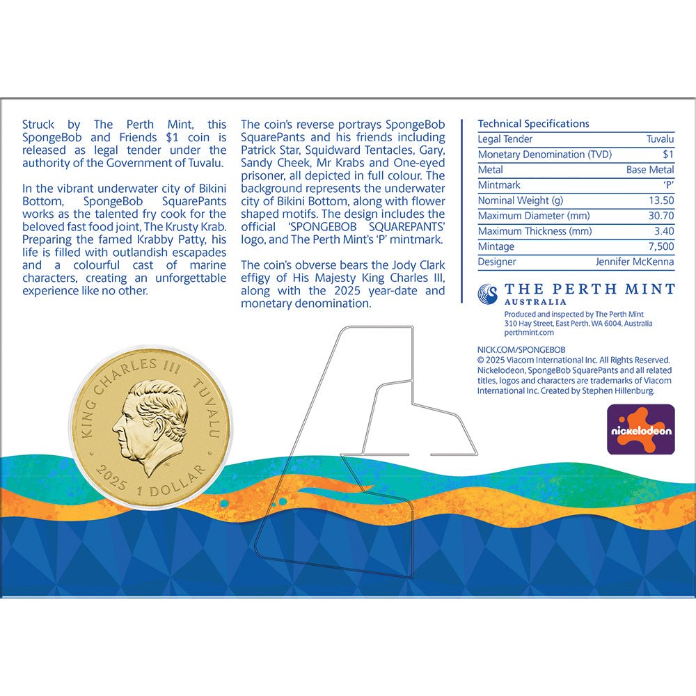2025 SpongeBob SquarePants  - SpongeBob & Friends Collector Coin In Card Back