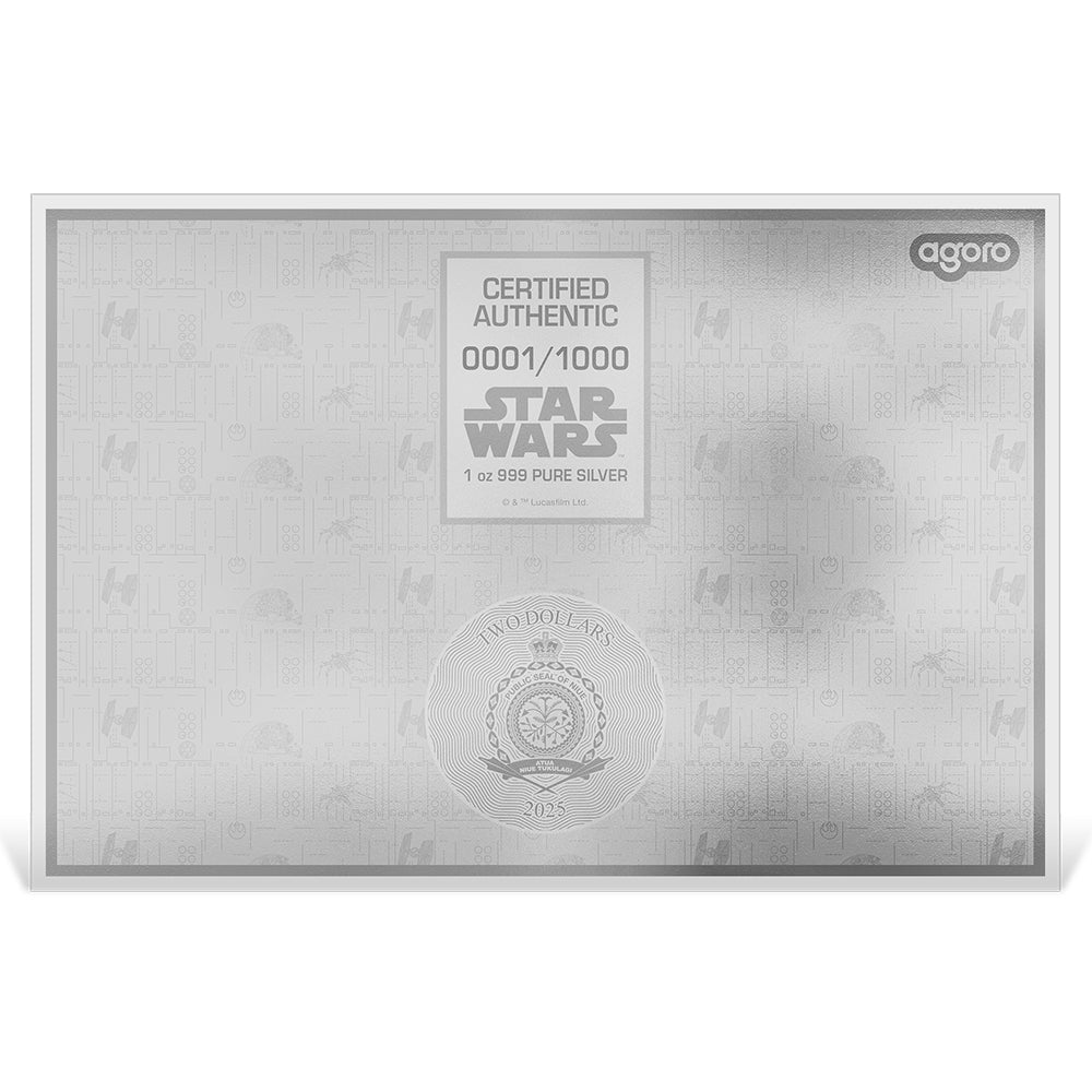 2025 Star Wars™ Tie Fighter / SF™ Blueprint 1oz Silver Foil Obverse