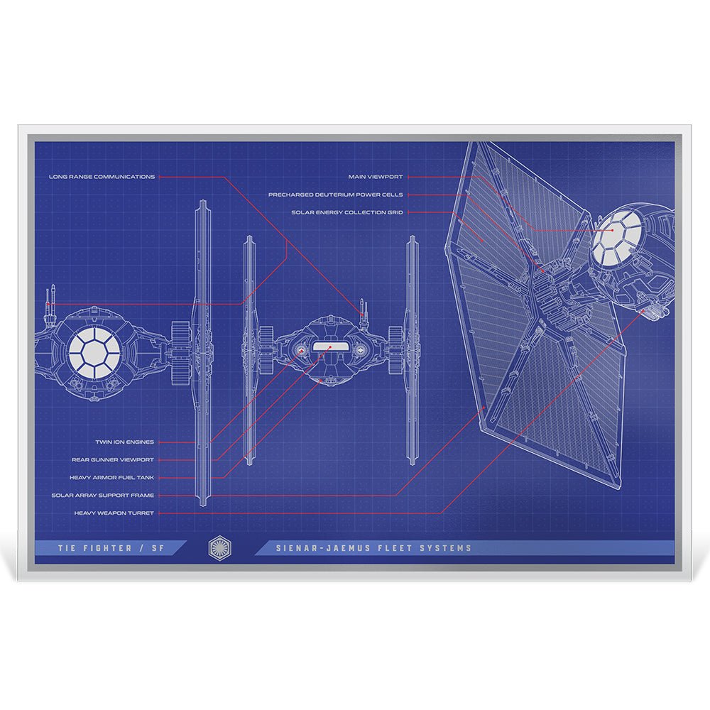 2025 Star Wars™ Tie Fighter / SF™ Blueprint 1oz Silver Foil Reverse