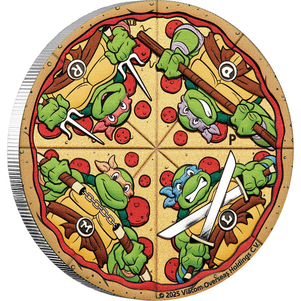 2025 Teenage Mutant Ninja Turtles 2oz Silver Coloured Pizza Coin