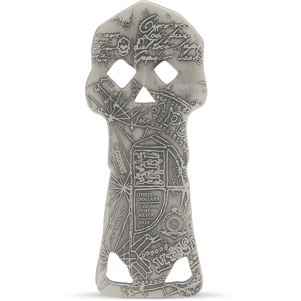 2025 The Goonies - Copper Bones Skeleton Key 2oz Silver Coin Obverse