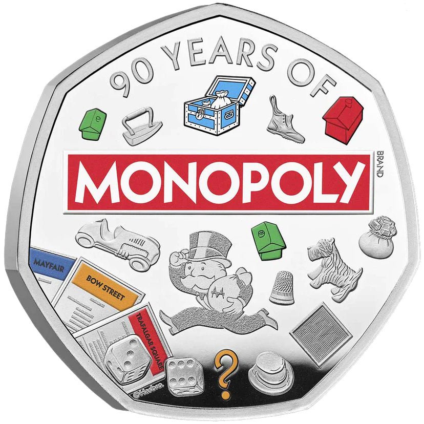 2025 UK 50p Monopoly Silver Proof Colour Coin