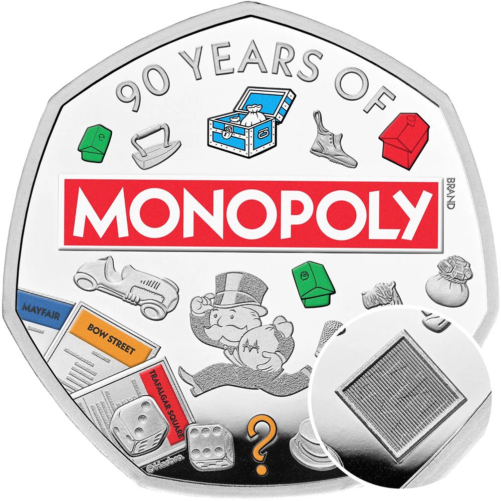 2025 UK 50p Monopoly Silver Proof Colour Coin Lenticular